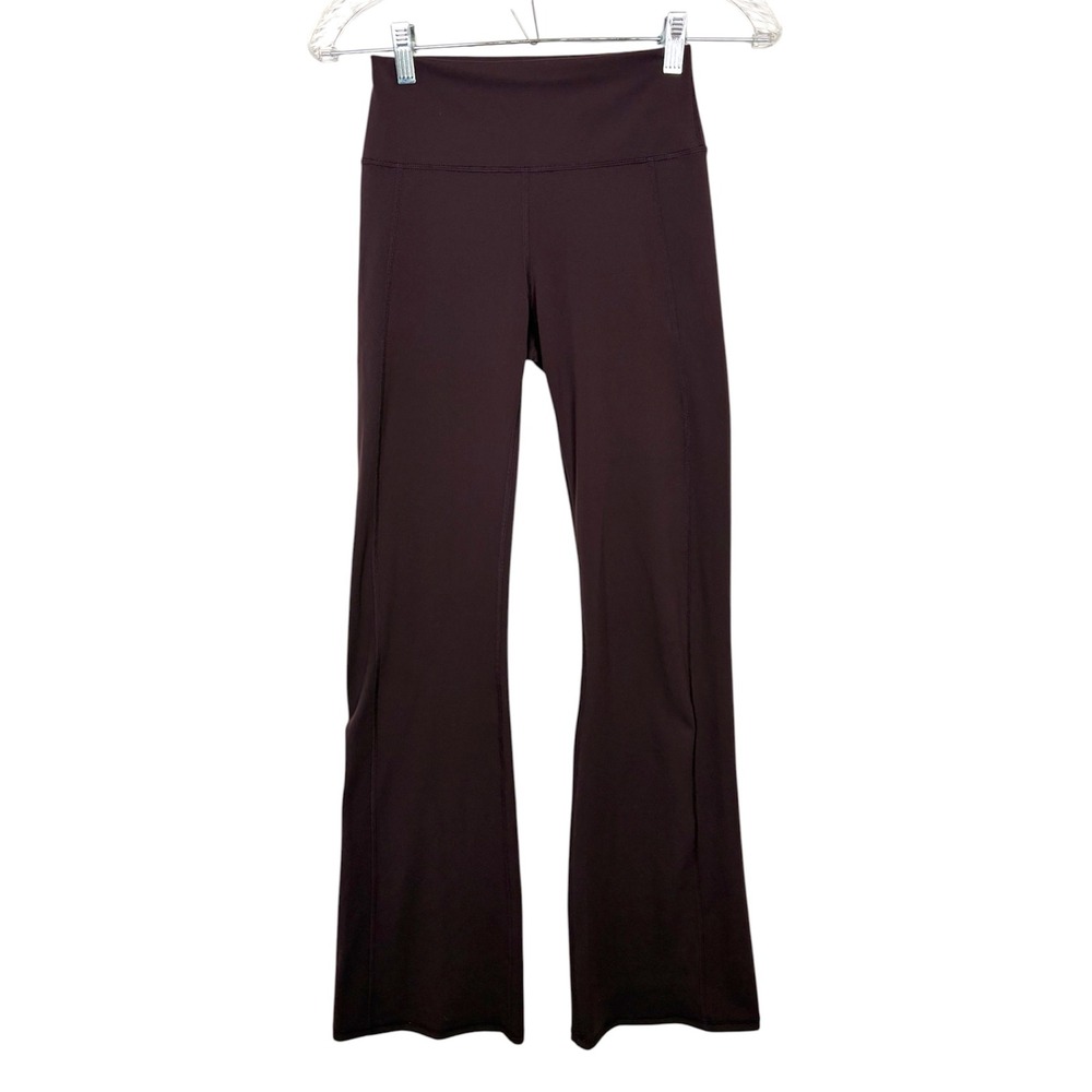 Fabletics PureLuxe Kick Flare Leggings Dark Plum High Rise Tall Small